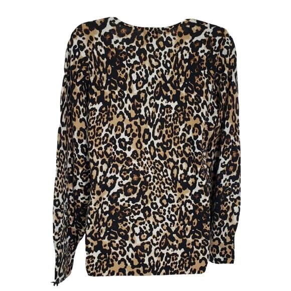 Talbots Womens Sweater Small Pure Merino Wool Lightweight Pullover Animal Print - Picture 2 of 9